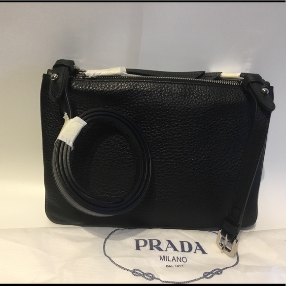 Prada♥️NEW♥️double zip Cossbody black /silver - Picture 8 of 8